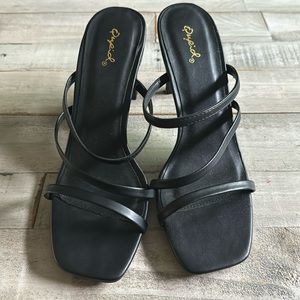 Black open toe heels